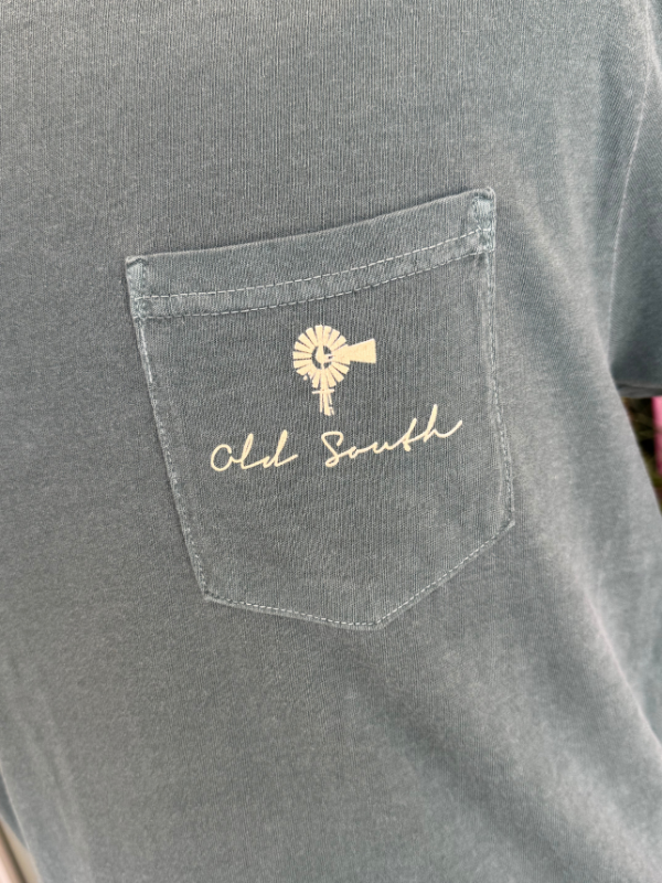 Vintage Shotgun Shell Box Pocket Tee in Blue Spruce By Old South
