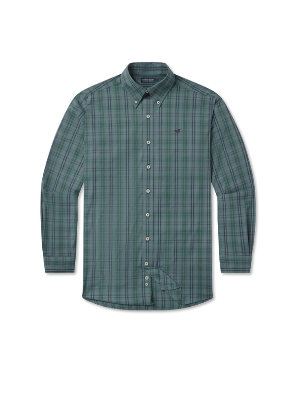 The Highlands Lattice Dress Shirt in Dark Green & Sage by Southern Marsh