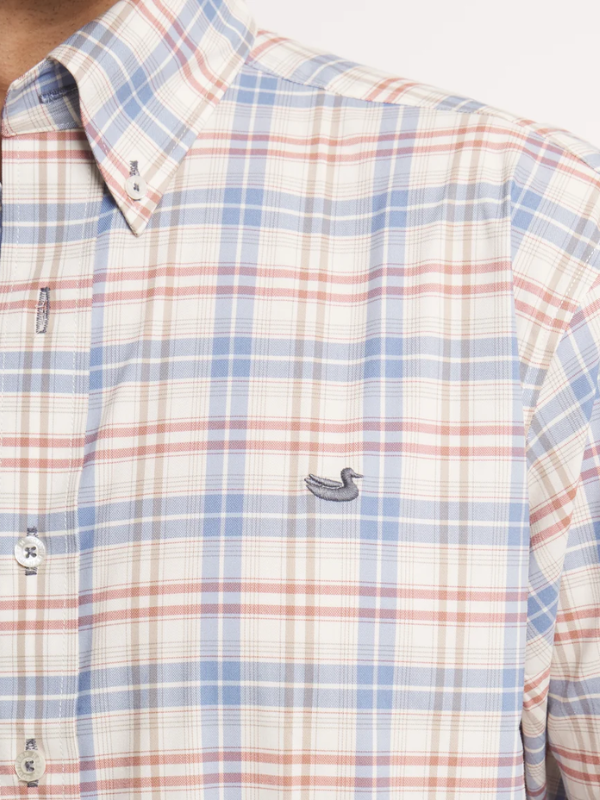 The Highlands Lattice Dress Shirt in Slate & Burnt Taupe by Southern Marsh