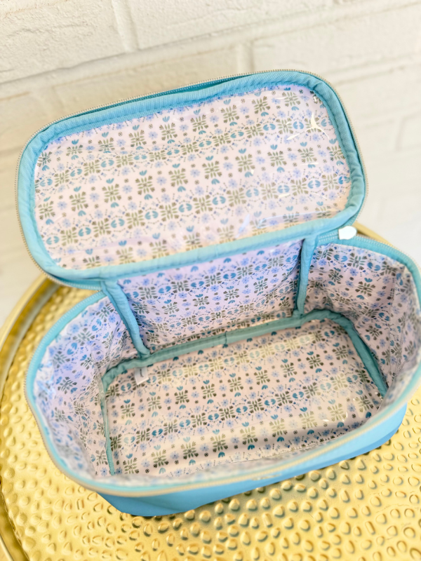 Kiss & Makeup Cosmetic Bag in Take Two Blue