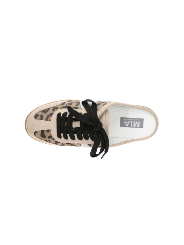 The Baron Slide Sneaker in Tan & Leopard