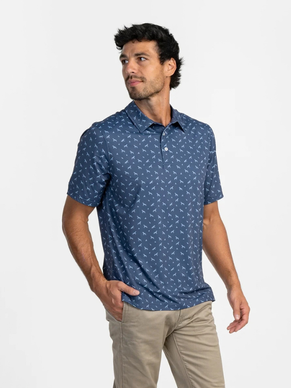 Uplands Unleashed Printed Polo in Midnight Navy By Southern Shirt Co.