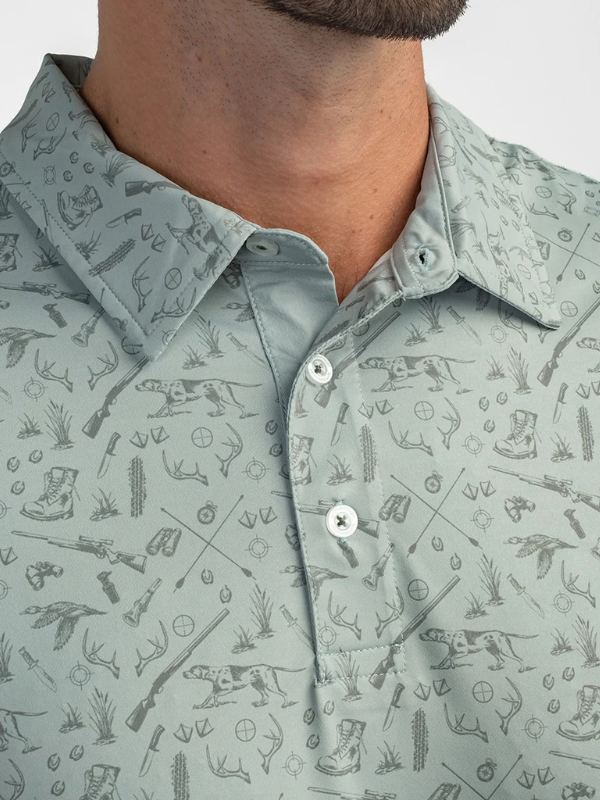 Quack n Rack Printed Polo in Sage By Southern Shirt Co.