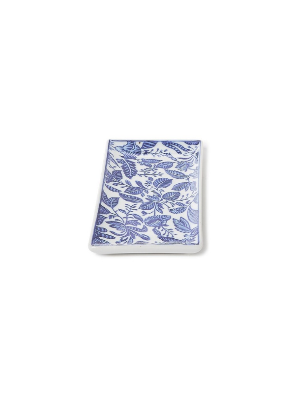 Rectangle Hand-Painted Blue and White Trinket