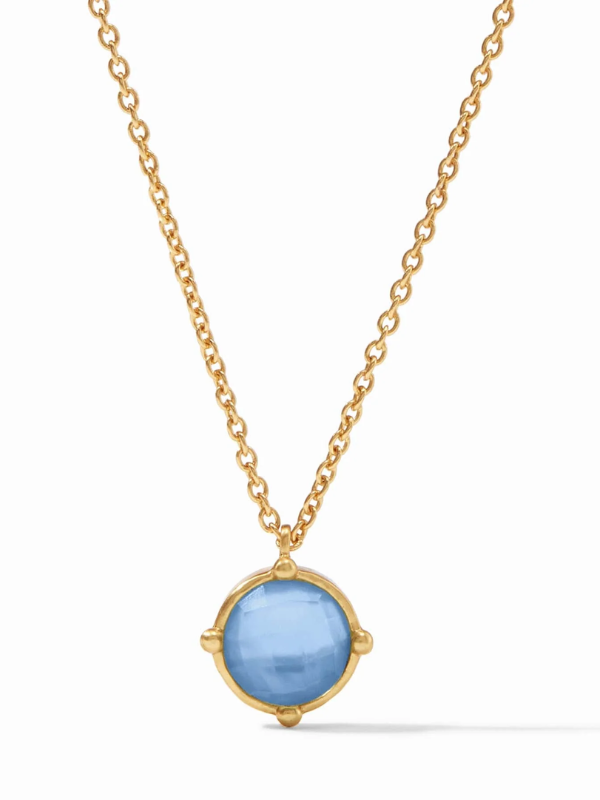 Iridescent Chalcedony Blue Honeybee Solitaire Necklace