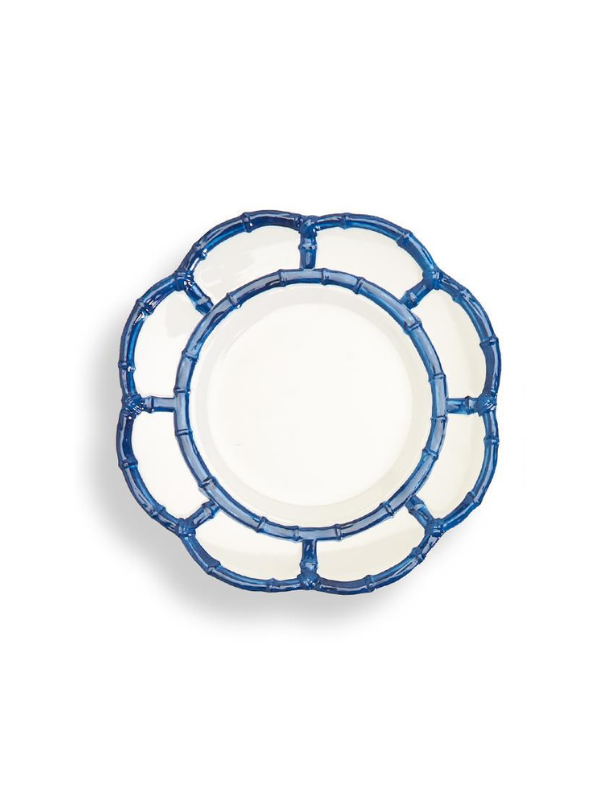 Blue Bamboo Salad/Dessert Plates with Bamboo Rim