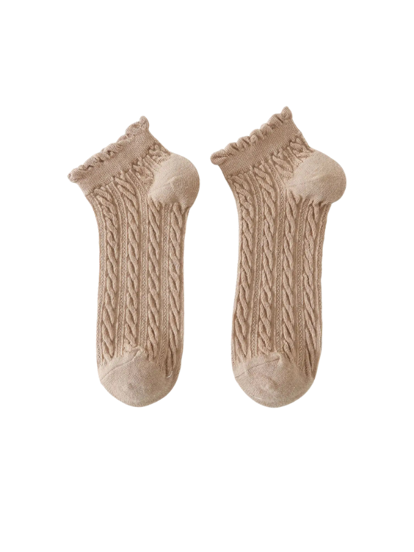 Brown Ankle Ruffle Socks