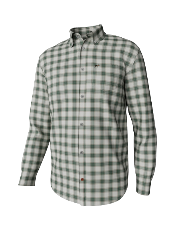 Hadley Brushed Long Sleeve Button Down in Winston Plaid - Duck Green