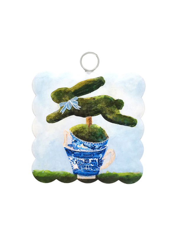 Mini Scallop Art Bunny in Teacup