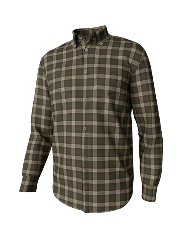 Hadley Brushed Long Sleeve Button Down in Winston Plaid - Olive