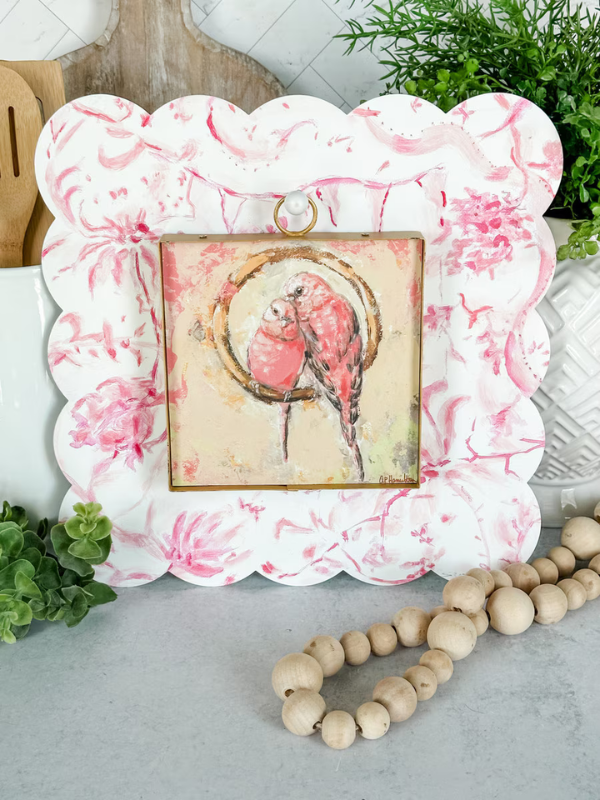 Pink Chinoiserie Scallop Display Board
