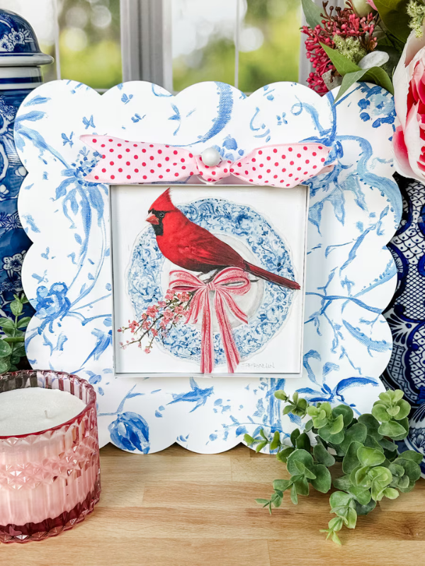 Blue Chinoiserie Scallop Display Board