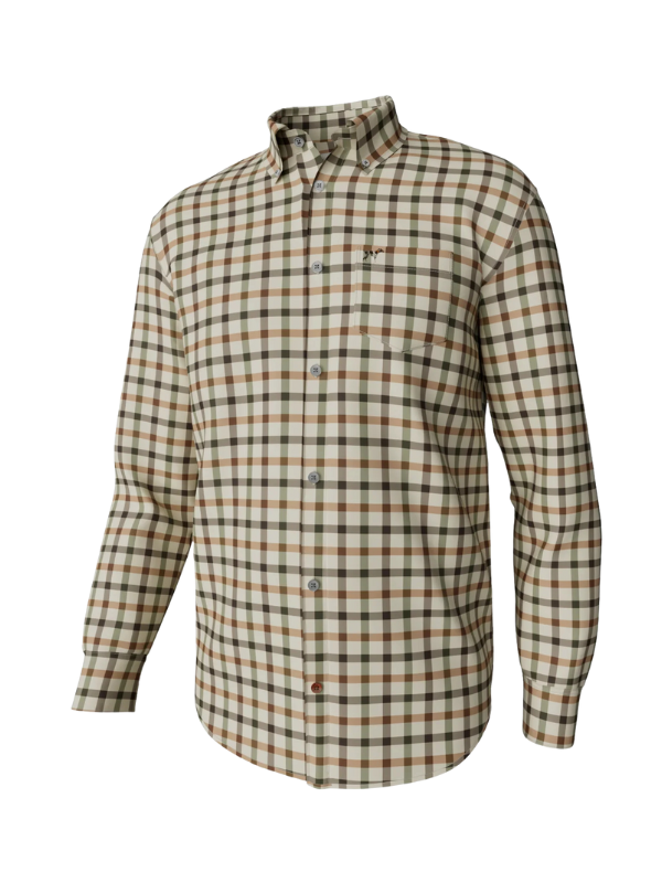 Hadley Luxe Long Sleeve Button Down in Burke Tattersall - Harvest