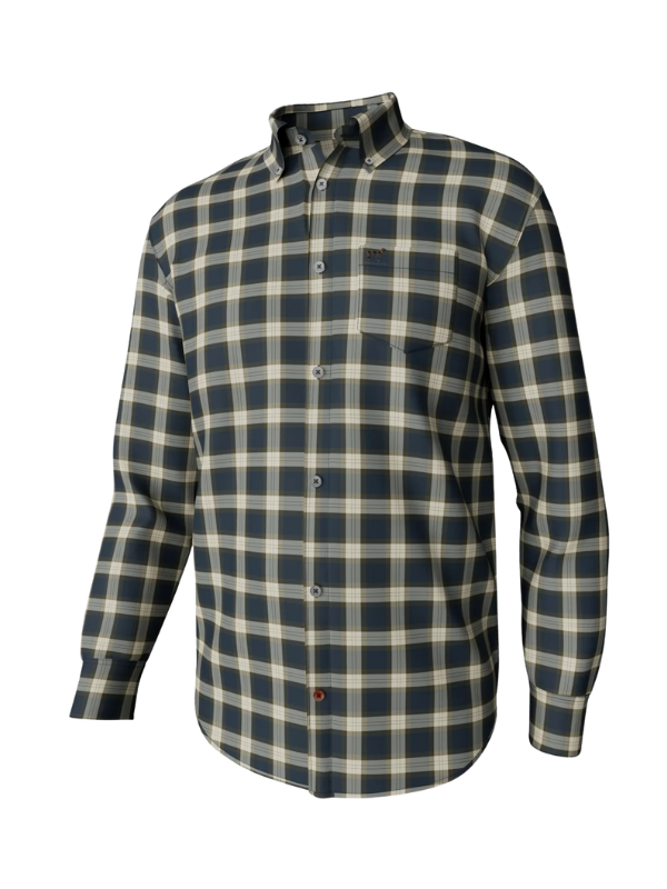 Hadley Brushed Long Sleeve Button Down in Winston Plaid - Midnight Navy