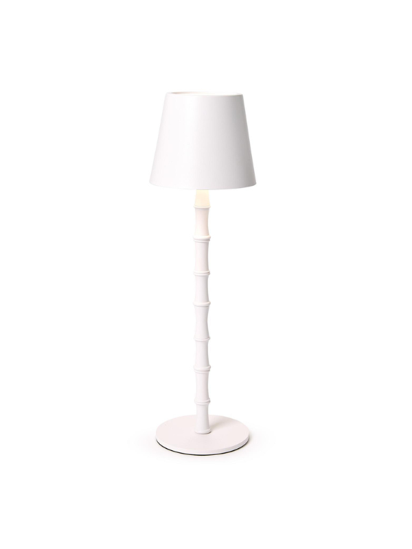 Cordless White Bamboo Table Lamp