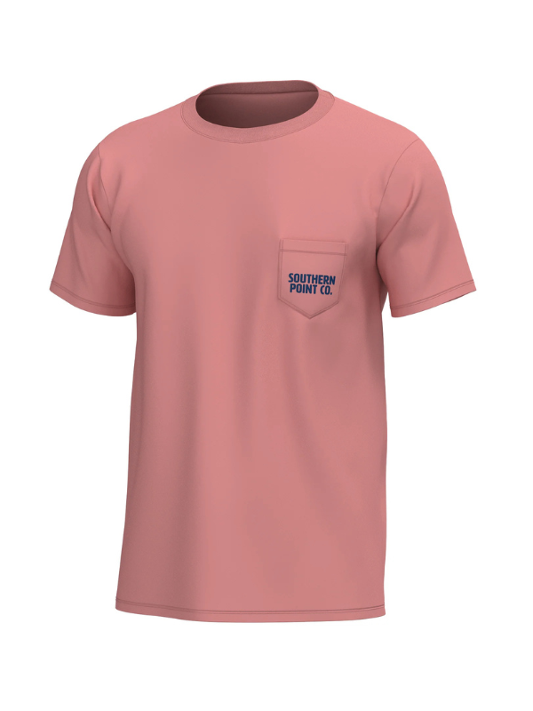 Pontoon Pulling Greytons Gang Short Sleeve Tee in Coral By Southern Point Co.