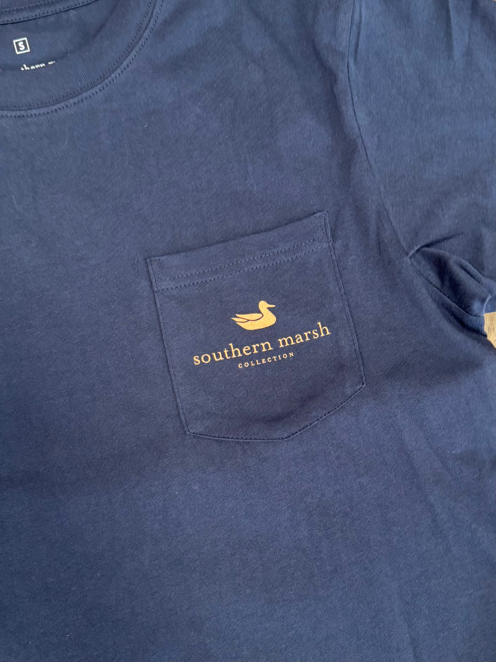 Winged Lager Tee in Navy By Southern Marsh