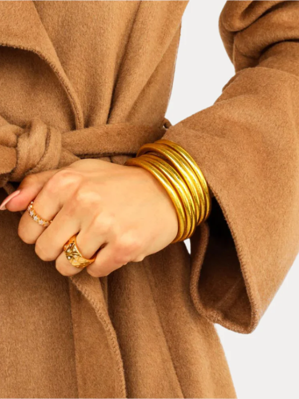 BuDhaGirl Gold All Weather Bangles® (Set of 6) - Serenity Prayer