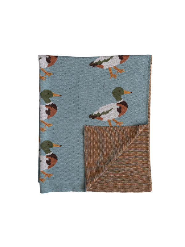 Cotton Knit Baby Blanket with Ducks
