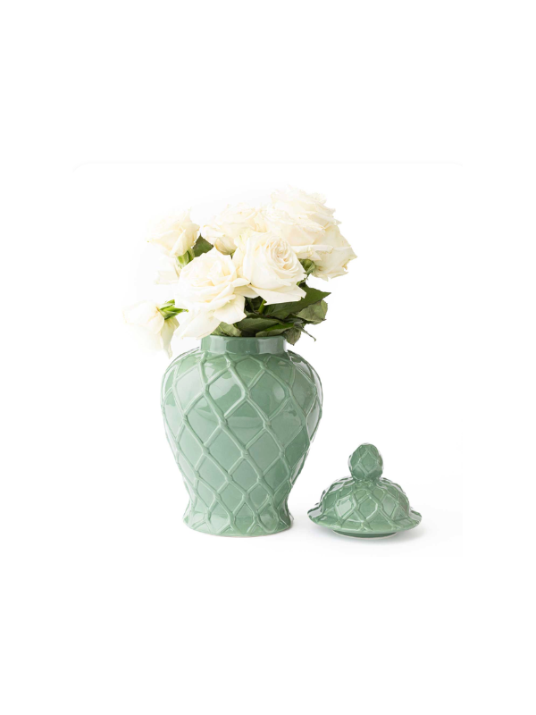 Green Large Textured Ginger Jar
