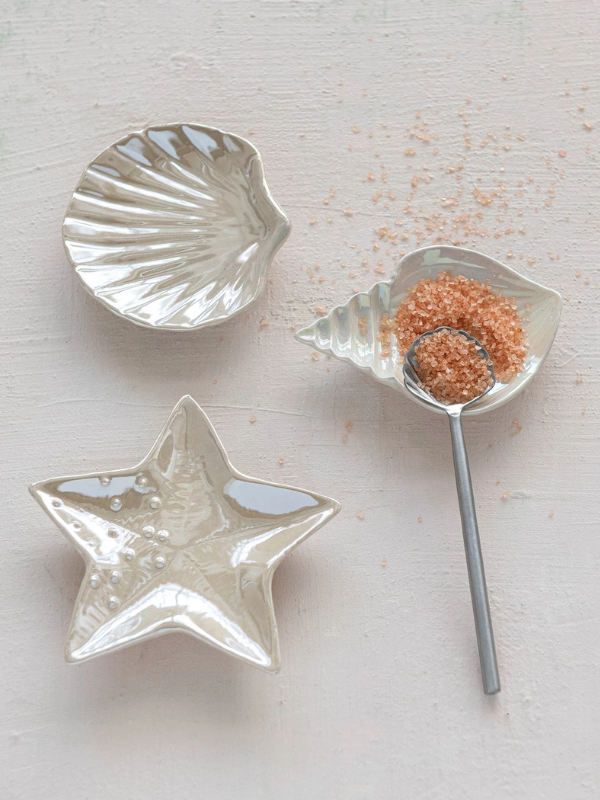 Shell & Starfish Shaped Dish With Iridescent Finish