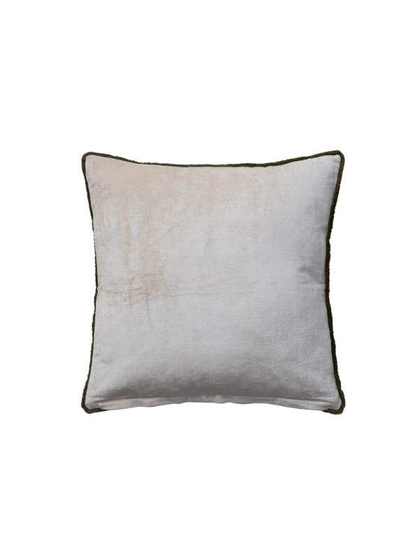 Square Cotton Velvet Pillow with Safari Animals, Botanicals & Tufted Fringe