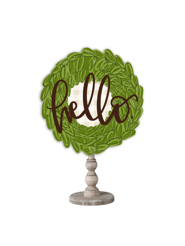 Hello Gingham Boxwood Topper