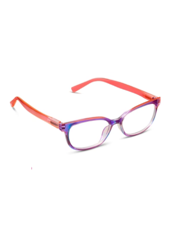 Augusta Blue Light Reading Glasses in Purple + Coral by Peepers