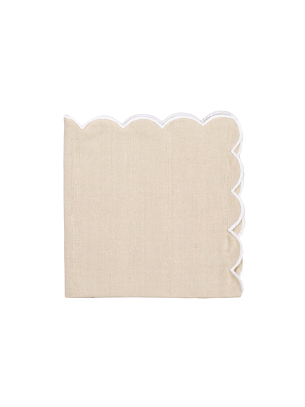 Tan & White Scalloped Napkin