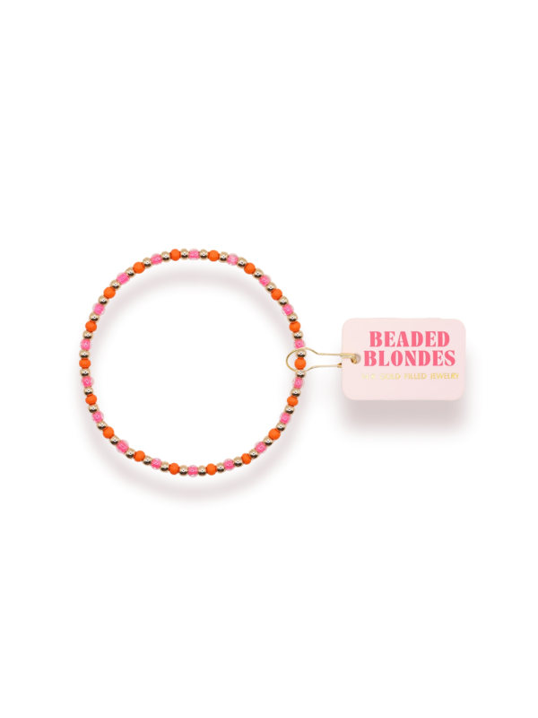 Demi Beaded Bracelet in Hot Pink and Orange