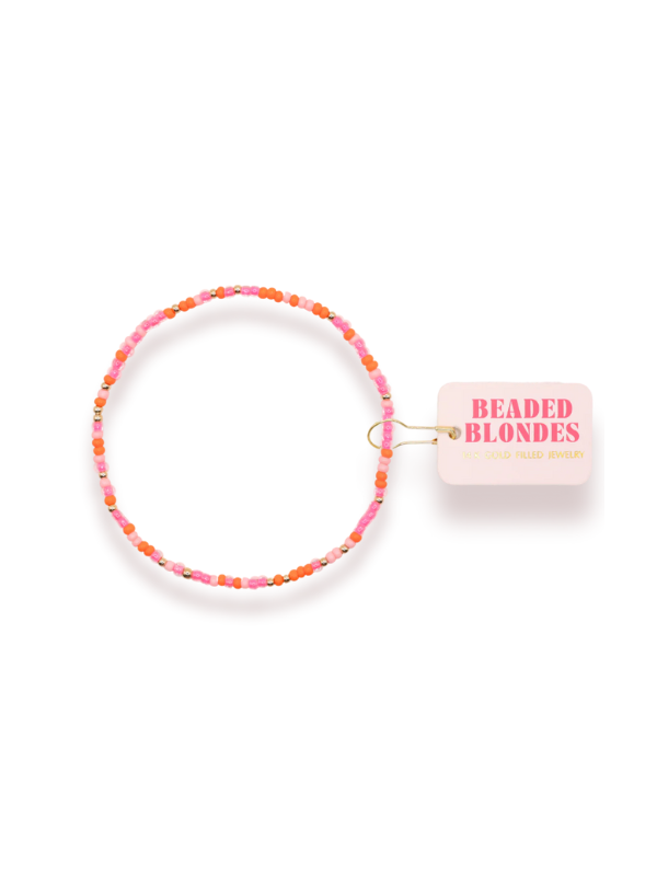 Extended Pinks & Orange Sprinkle Beaded Bracelet