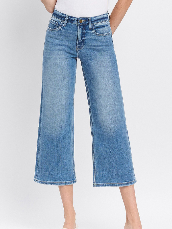 The Sadie High Rise Crop Wide Leg Jeans