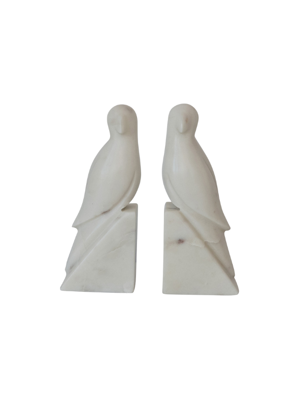 Marble Parrot Bookends By Hazel Mazel