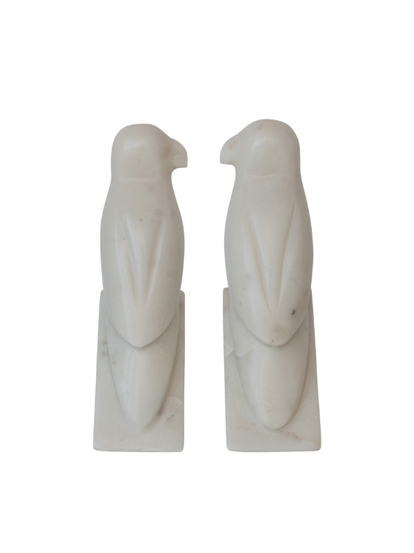 Marble Parrot Bookends By Hazel Mazel