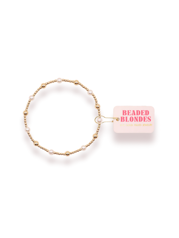 Kids June Pearl + Gold Beaded Bracelet