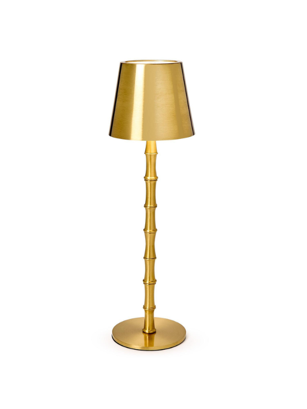 Cordless Gold Bamboo Table Lamp