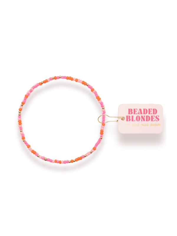 Pinks & Orange Sprinkle Beaded Bracelet