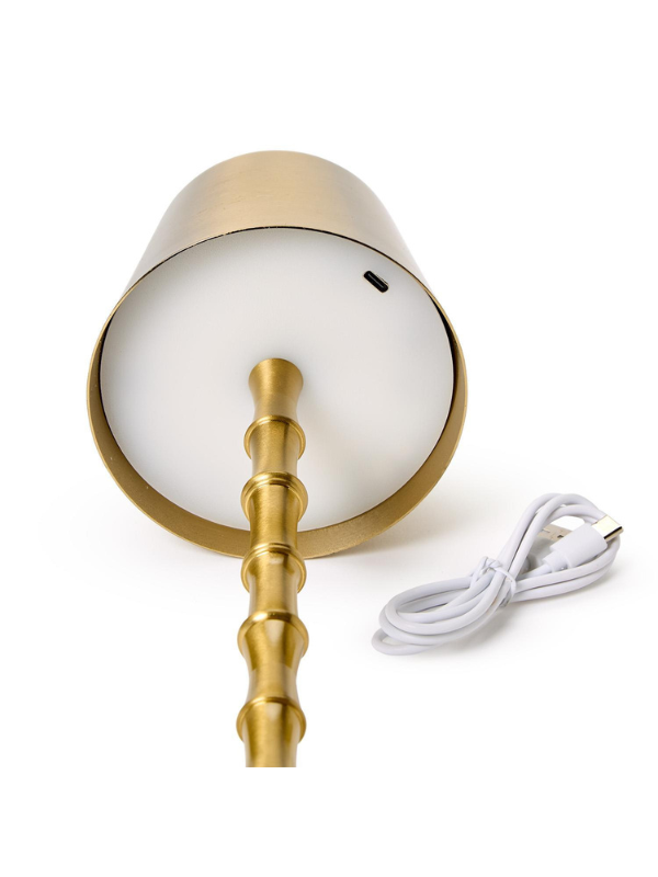 Cordless Gold Bamboo Table Lamp