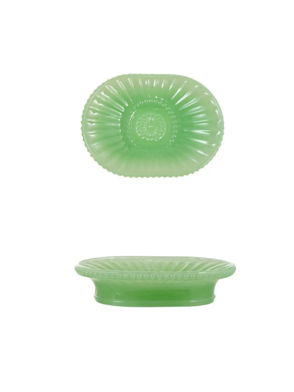 Embossed Milk Glass Footed Soap Dish- 4 Styles