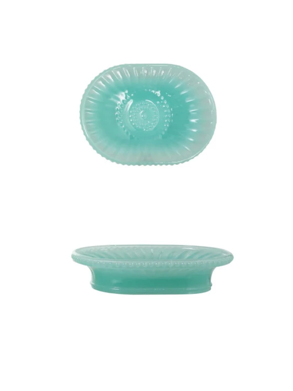 Embossed Milk Glass Footed Soap Dish- 4 Styles