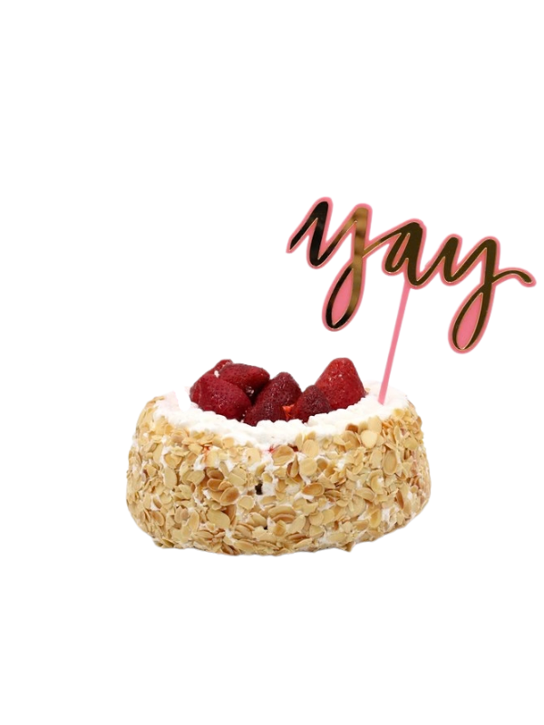 Acrylic Pink Celebrate/Yay Cake Topper