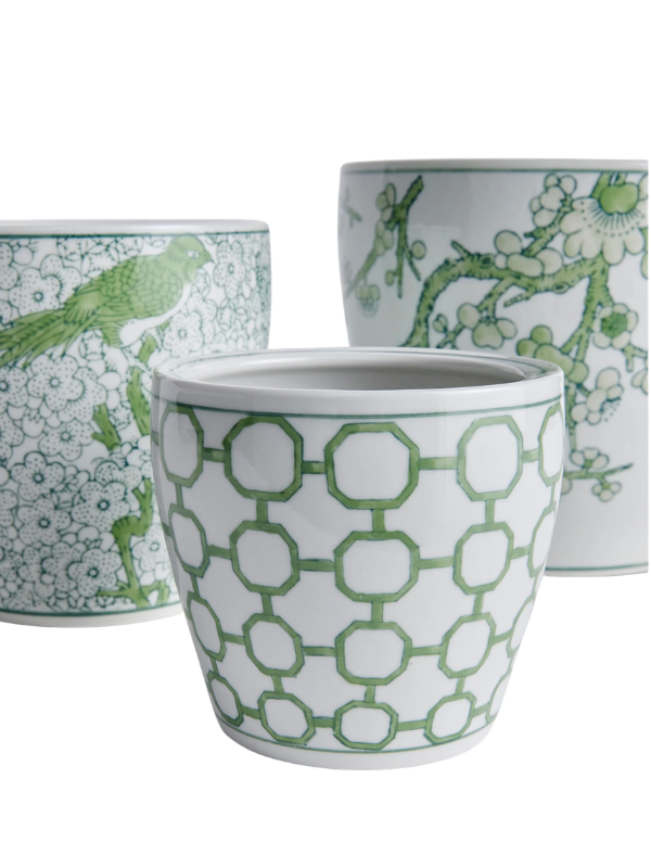 Imperial Flower Pots in Green and White