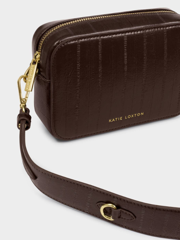 Avery Small Crossbody Bag in Chocolate Eel By Katie Loxton