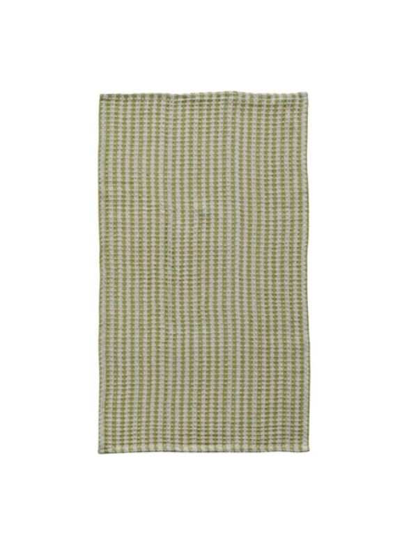 Cotton Waffle Weave Tea Towel with Stripes
