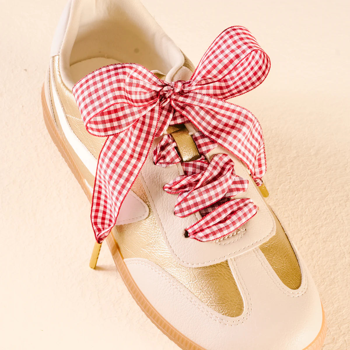Gingham Red Step It Up Shoelaces