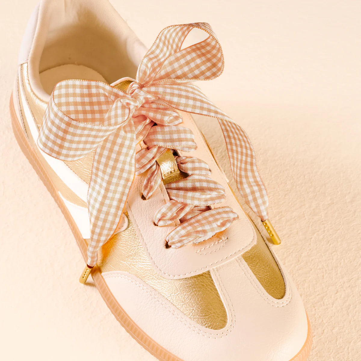 Gingham Tan Step It Up Shoelaces