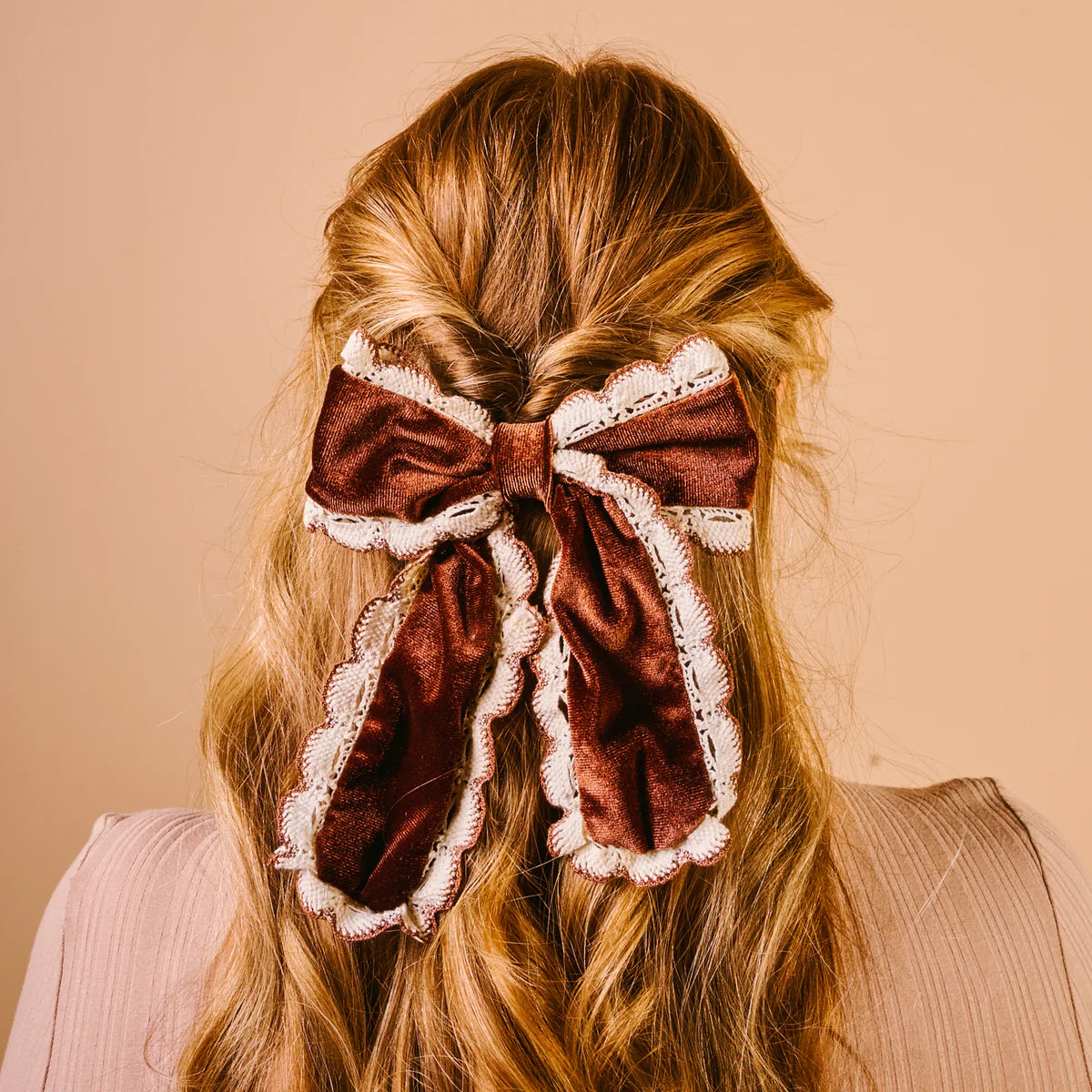 Brown Coquette Velour Hair Bow