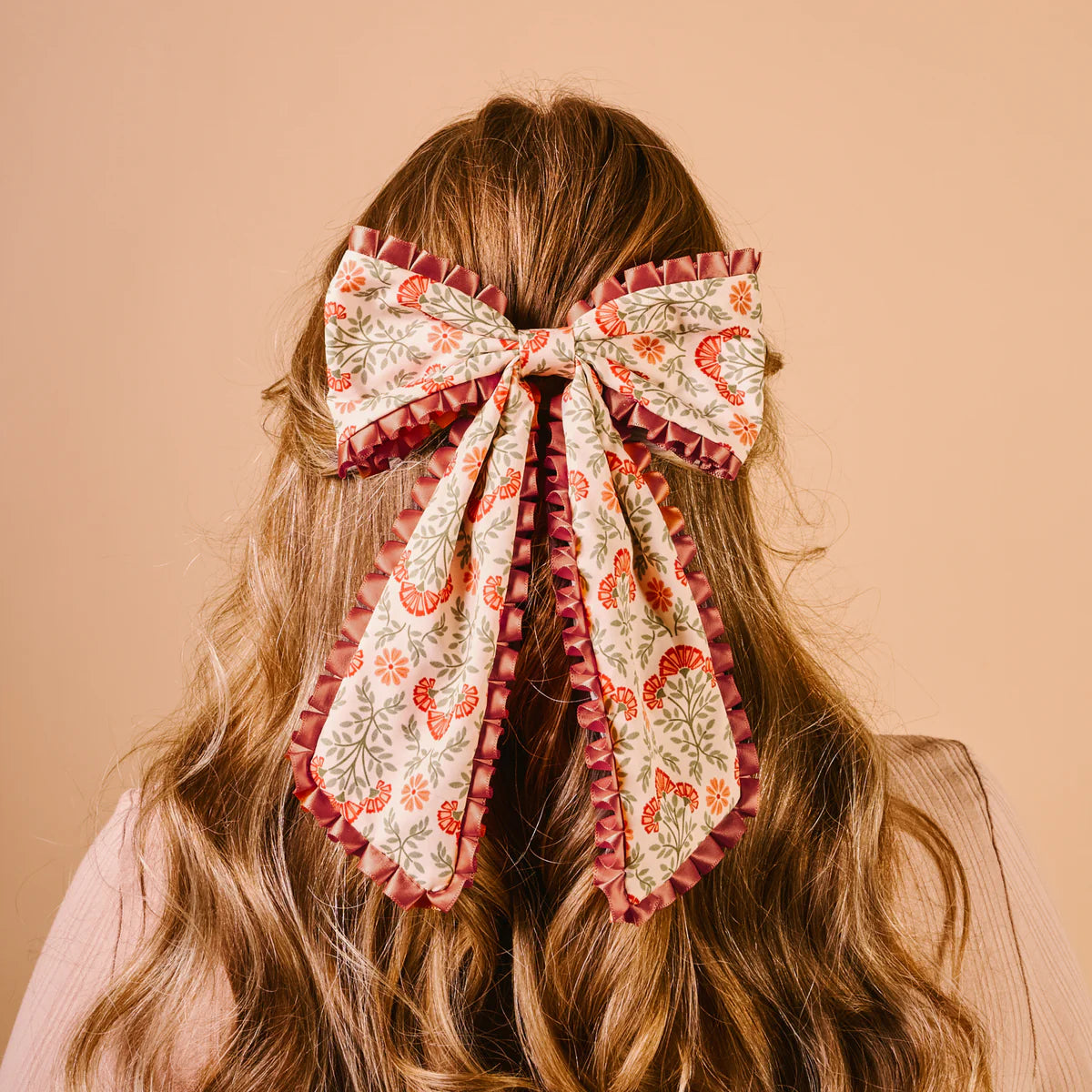 Everbloom Dusty Rose Fancy Frills Hair Bow