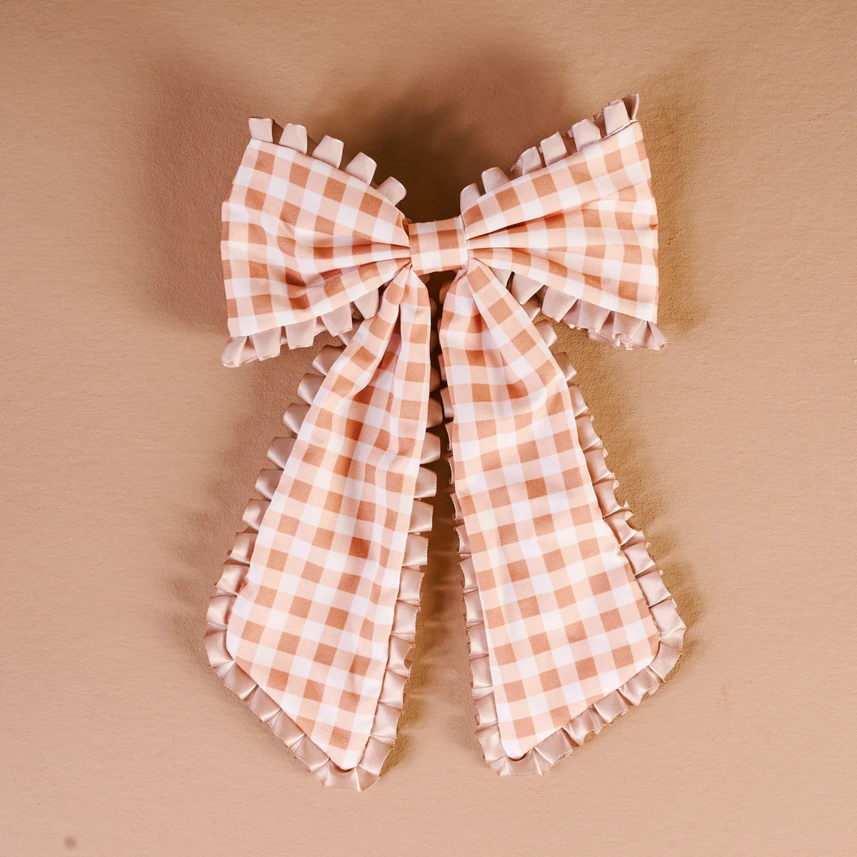 Maple Gingham Fancy Frills Hair Bow