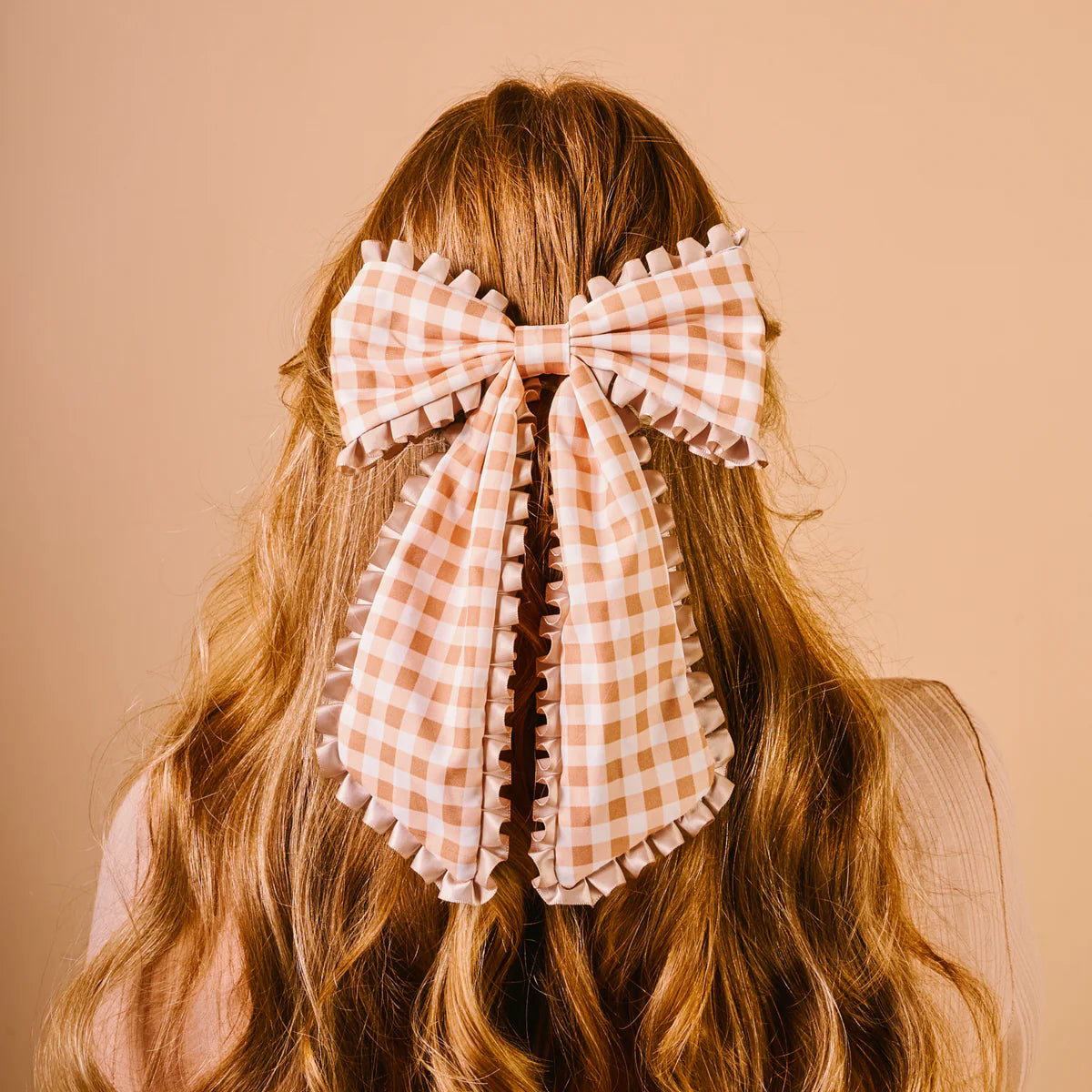 Maple Gingham Fancy Frills Hair Bow